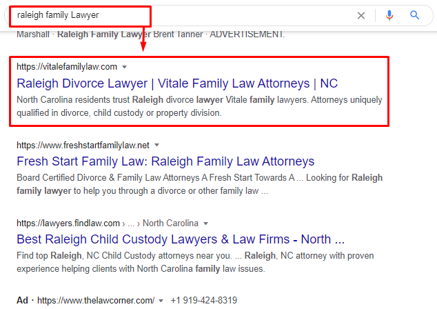 Raleigh Family Lawyer - Raleigh Divorce Lawyer - Google Page 1 Case Study